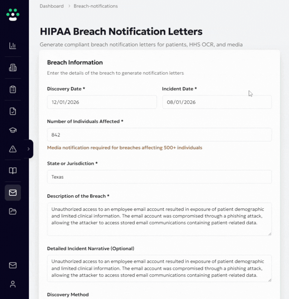 HIPAA Breach Notification Letters